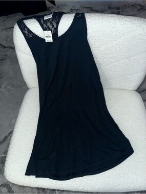 New with tags Victorias Secret Pink black lace tank top XS flowy